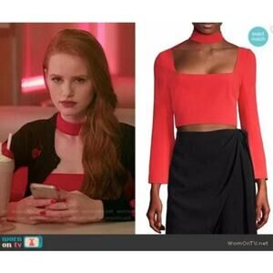 Cinq a Sept Amara Choker Crop Top in Aurora Orange Red Size 0